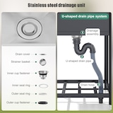 thumbnail of Merax évier extérieur inox 60 × 60 cm, cuisine d’extérieur sur pied pour jardin, camping et restauration, avec robinet, argent/noir