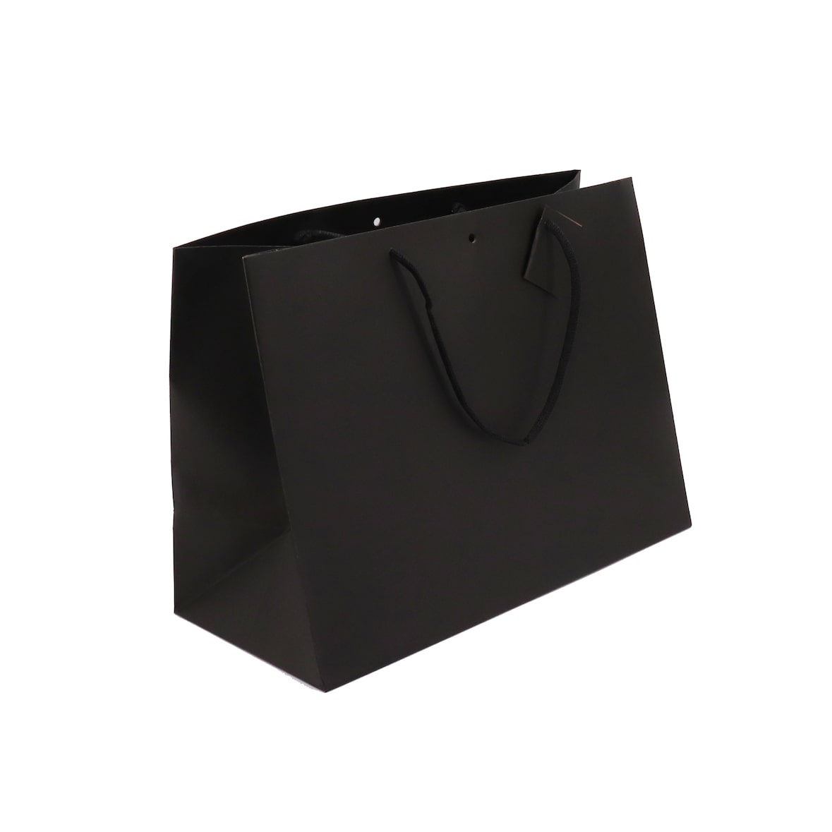 Grote horizontale zwarte kraft tas met koordhandvatten 39 + 18 x 29 cm per 60 - Gimex