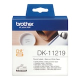 thumbnail of Brother DK11219 - Étiquettes ORIGINALES prédécoupées circulaires - 12 mm de diamètre - 1200 Unités - Texte noir sur fond blanc