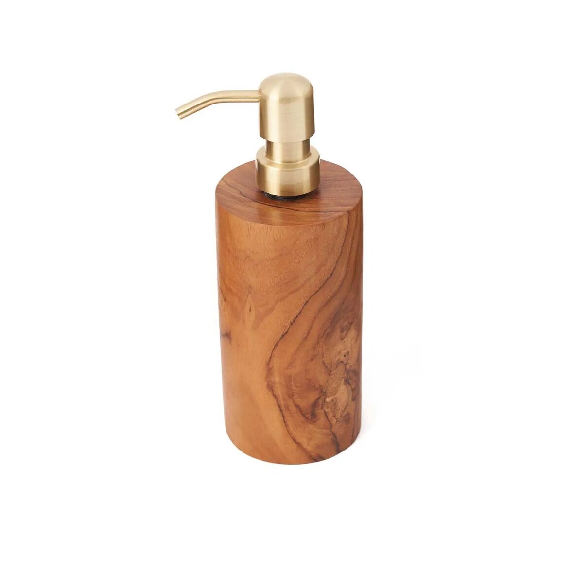 Bazar Bizar Zeepdispenser van teakhout 7.5x7.5x20 cm naturel