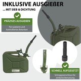 thumbnail of 3x Benzinkanister Kraftstoffkanister Metall 10 Liter Hammerschlag  Olivgrün inkl. Ausgießer + Halter