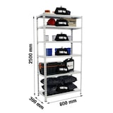 thumbnail of SimonRack Metalen stelling, 2500x800x300 mm, 6 niveaus, metalen legbord, 180 kg buigpunt, Galvaniseerd - Simonclick
