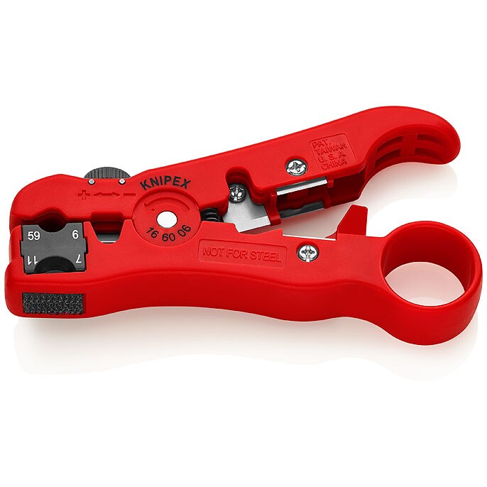 Knipex 16 60 06 SB kabelstripper Geschikt voor coaxkabels RG59, RG6, RG7, RG11