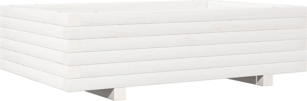 vidaXL Pflanzkübel Weiß 90x60x26,5 cm Massivholz Kiefer