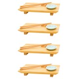 thumbnail of 4x Japanisches Sushi Brett - 27x16x4 Bambus Platten Set - Teller mit Schälchen