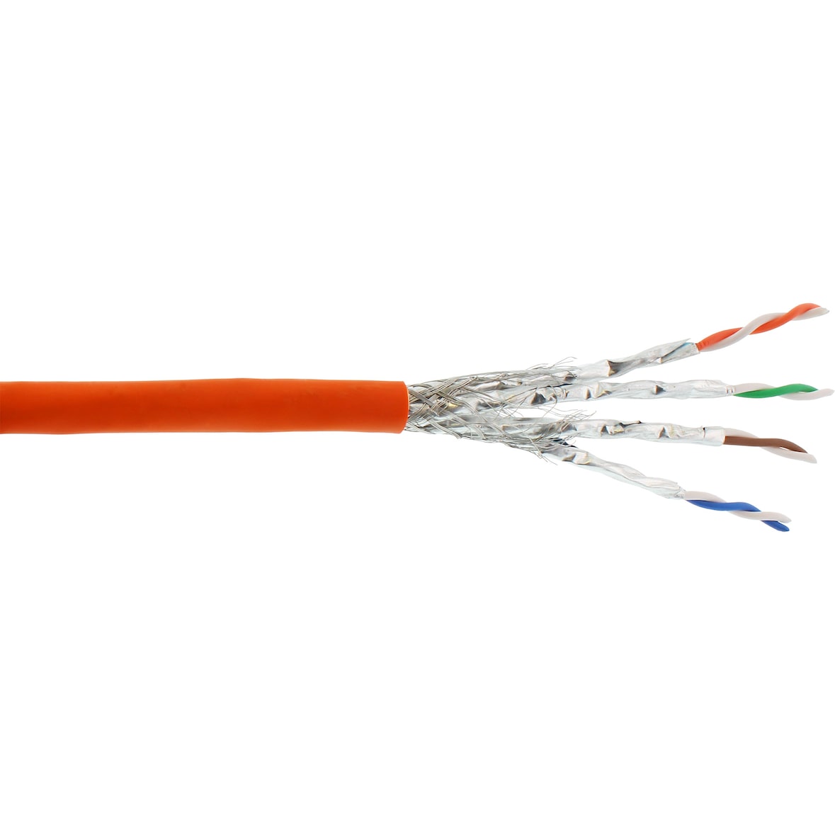 InLine® Patchk., S/FTP (PiMf), Cat.6A, 500MHz, halogenfrei, Kupfer, orange, 100m