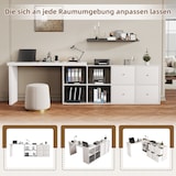 thumbnail of Schreibtisch 120x48x78 MDF 360° drehbar L-Form Sideboard 8 Fächer Stauraum robust multifunktional Homeoffice Büro Weiß