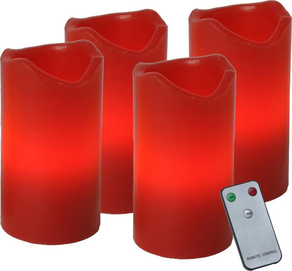 LED Kerzenset Adventskerzen Echtwachs flackernd Timer Fernb. 4St rot