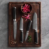 thumbnail of Wakoli Mikata 4er Damastmesser-Set mit Klingen von 8 cm bis 18 cm Länge und Griffen aus Mircata