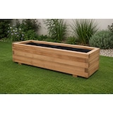 thumbnail of Jardinera rectangular de madera de pino tratada exterior 100x40x35 cm marrón 97 L