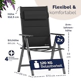 thumbnail of CASARIA® Alu Gartenstühle 2er Set Gepolstert 8-Fach Verstellbar Anthrazit