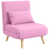 thumbnail of HOMCOM sofá cama individual sillón cama plegable tapizado en lino con respaldo ajustable en 5 posiciones y almohada 72x75x85 cm rosa