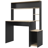 thumbnail of Mesa de ordenador moderna mesa de escritorio con estantes escritorio con estanterías soporte para monitor CPU 114x45x138 cm gris y natural