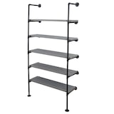 thumbnail of Scaffale libreria industriale HWC-C45 metallo legno di paulonia 5 ripiani 28x80x165cm grigio