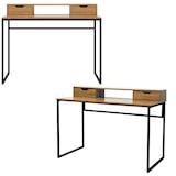 thumbnail of Secretária para escritório e casa, secretária com 2 gavetas, mesa de estudo para computador, móvel em madeira e metal, design industrial