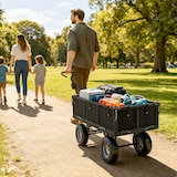 thumbnail of Outsunny carrito de jardín con ruedas grandes mango giratorio ajustable y bolsa impermeable removible carga 300 kg para todo Terreno campaña compra
