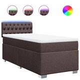 thumbnail of vidaXL Boxspringbett mit Matratze Dunkelbraun 90x200 cm Stoff