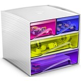 thumbnail of CEP Bloc de rangement 3 tiroirs, 4 compartiments. Dim: L18,6 x P18,5 x H17,5 cm. Coloris Blanc/Assortis