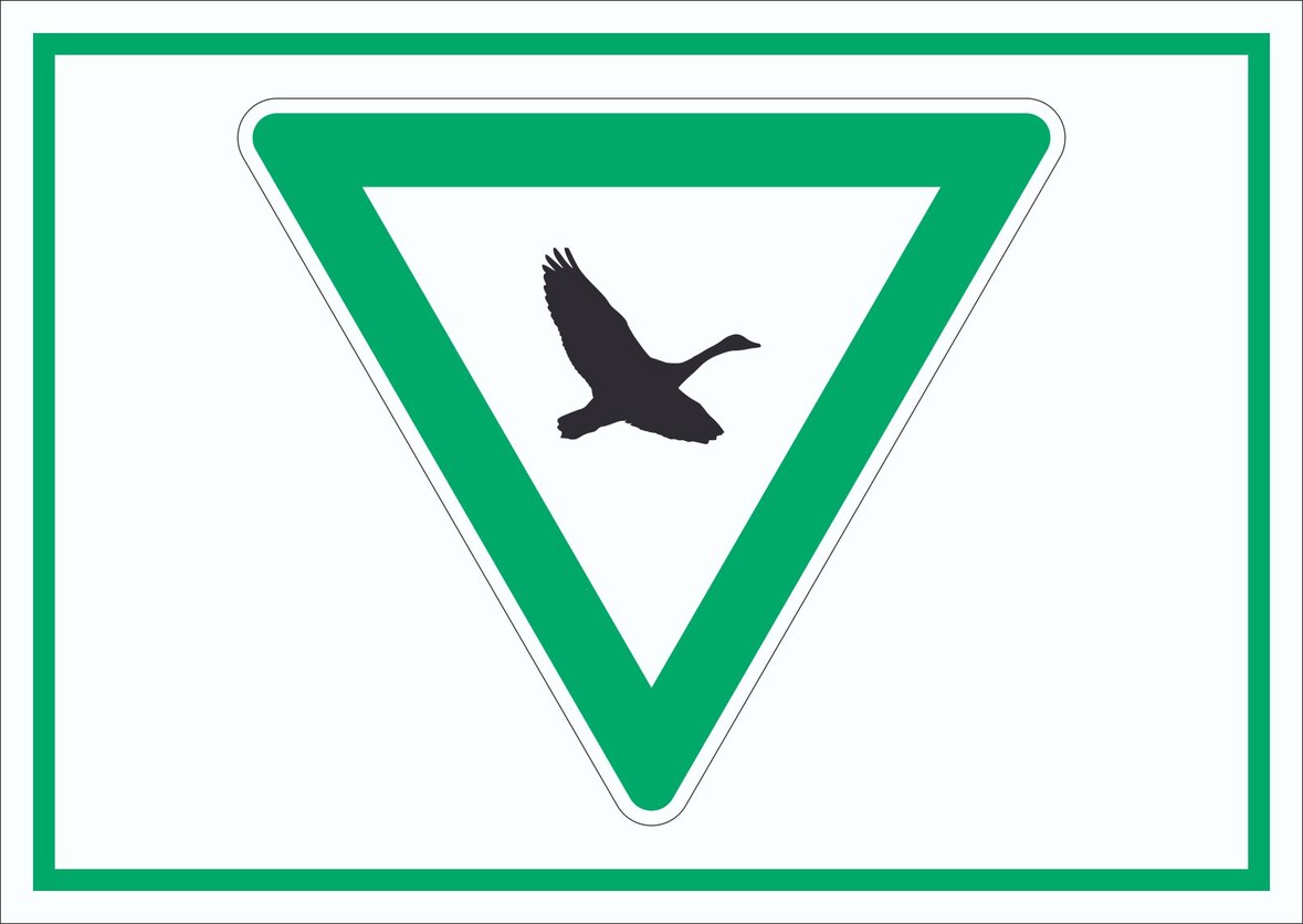 Rastgebiet für Zugvögel Symbol Schild A6 Rückseite selbstklebend