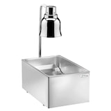 thumbnail of Teknoline,SCALDAFRITTI,acciaio inox, Vasca GN 1/1 fondo forato, Portalampada in rame cromato diam.175mm,Lampada rossa a raggi infrarossi,Mod.SPT250.