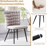 thumbnail of Esszimmerstuhl 2er Set Samt Hellgrau 88x48x54 cm mit Kugelketten Rückenlehne, schwarze Metallbeine, moderner minimalistischer Stil