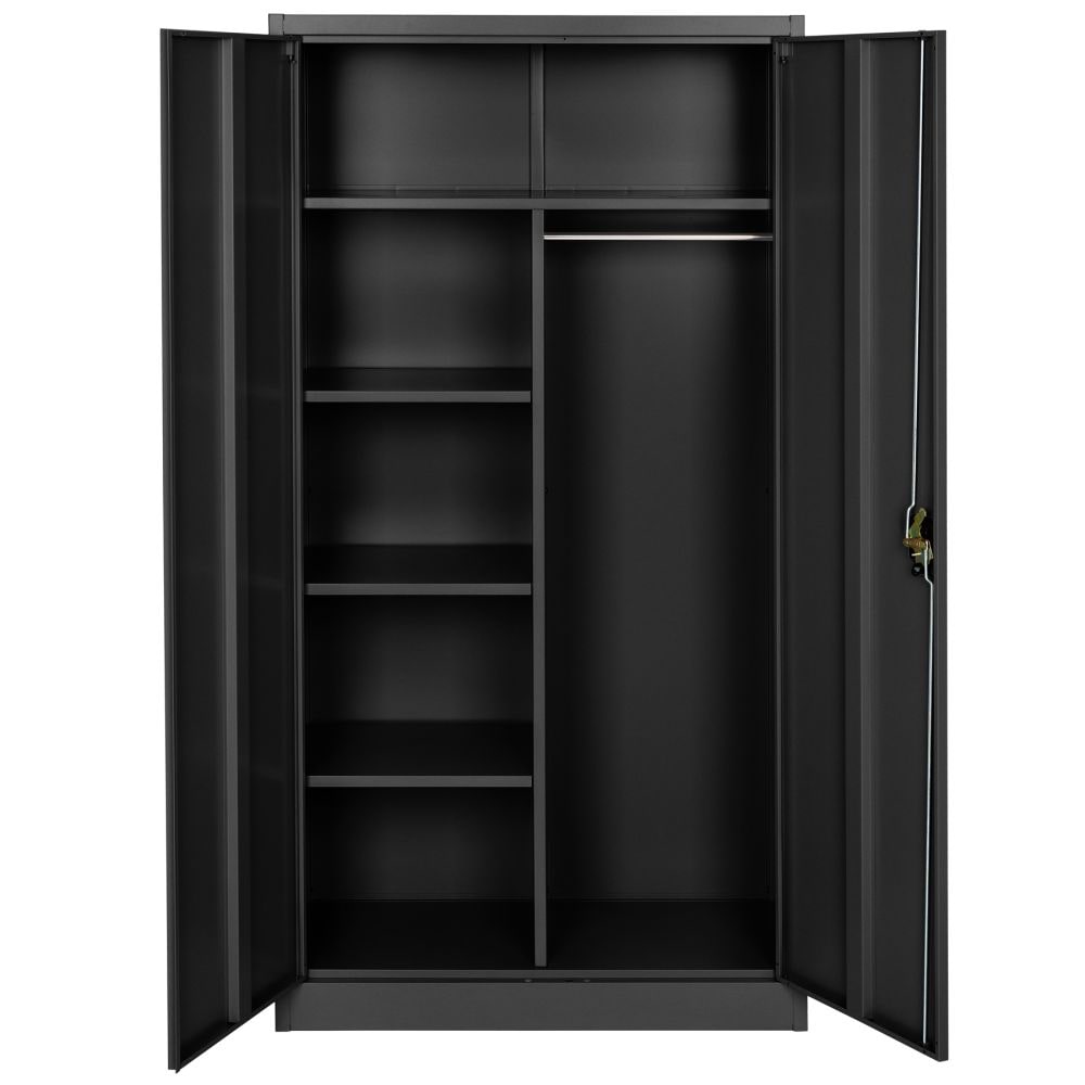 Helloshop26 - Vestuario metálico 5 niveles 90 cm con armario integrado negro 08_0000440