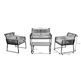 thumbnail of Tuinset HWC-K42, tuin loungeset zitgroep bank, rope weave Rope houtlook staal, bekleding lichtgrijs