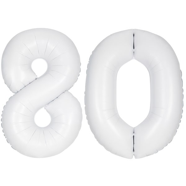 XL Folienballon weiß Zahl 80
