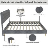 thumbnail of Polsterbett Doppelbett Stoffbett mit Stauraum Bettkasten Lattenrost modernes Bettgestell Komfortbett Schlafzimmer Design 160x200 Grau