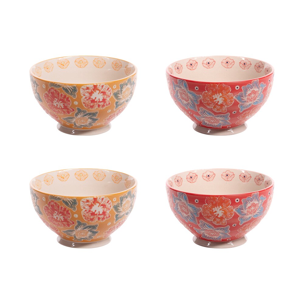 Coffret de 4 bols Zephyr 14 cm -  Multicolore Rond Grès Table Passion 14.00x14.00 cm