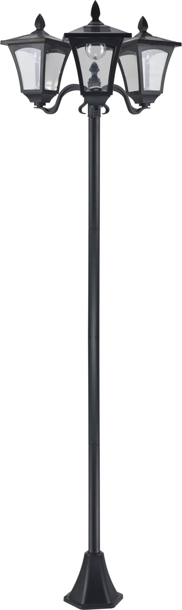 Outsunny Candeeiro Solar de Jardim com 3 Luzes LED Impermeável IP44 Sensor de Noite Candeeiro de Exterior 51,5x47x182,5cm Preto