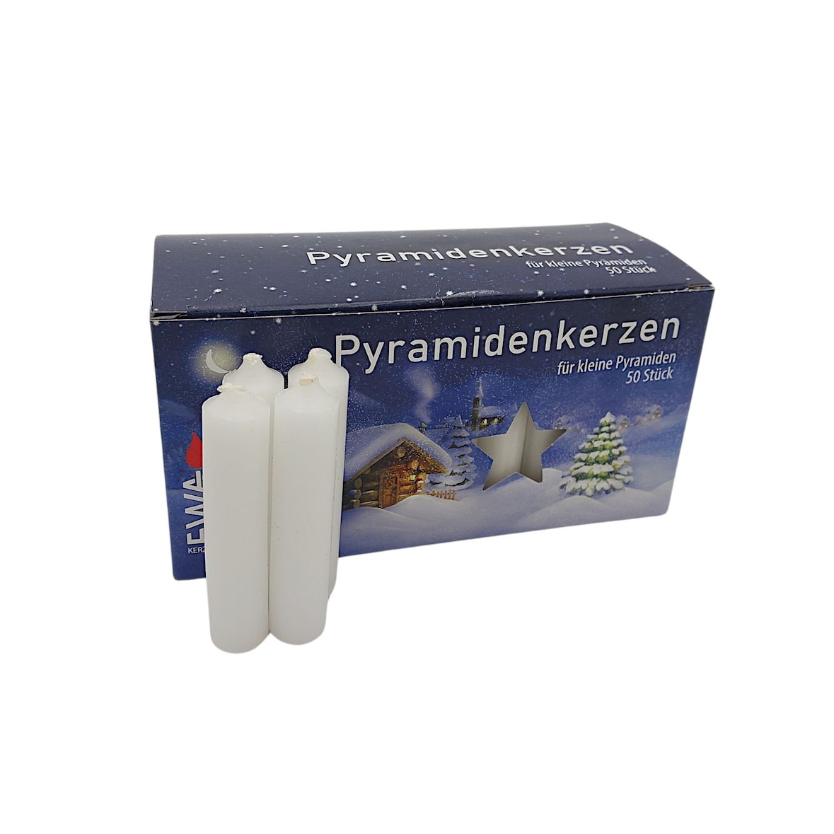 50 Pyramidenkerzen weiß 14x70mm Weihnachtskerze Adventskerze Weihnachtspyramide Weiß