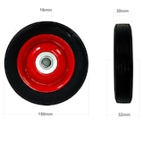 thumbnail of Set de 2 Ruedas para carretilla, neumáticos de goma maciza, 6"-1.3", Eje de 15 mm, hasta 150 kg, tamaño 150-30mm