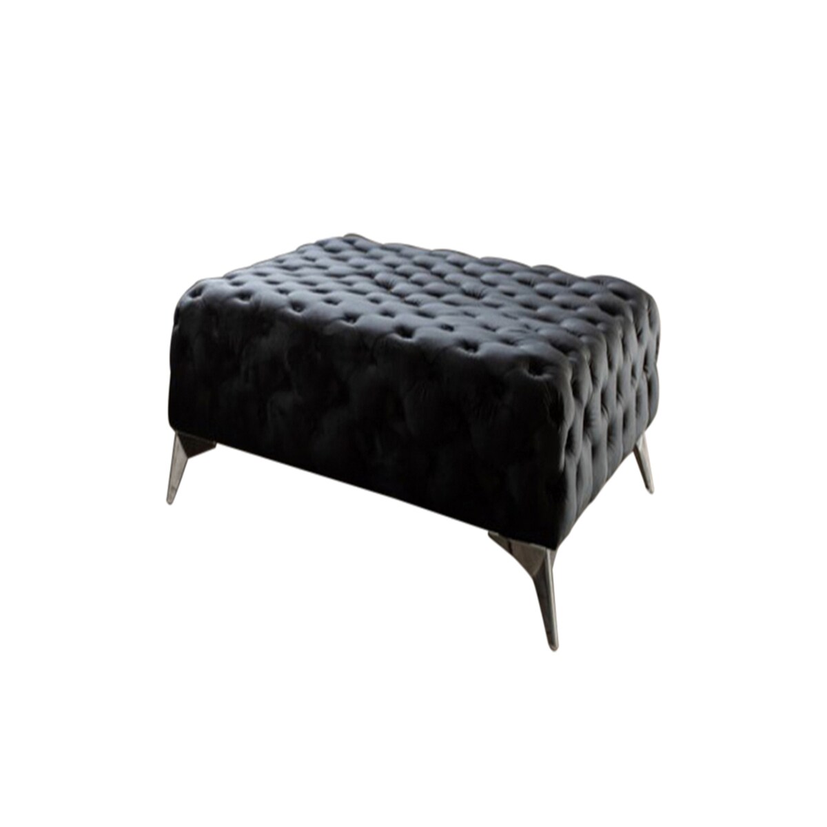 KAWOLA Hocker NARLA Chesterfield Velvet schwarz 110x110cm