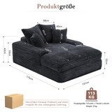 thumbnail of Chaiselongue Relaxliege Cordstoff 4 Kissen Memory-Schaum Ergonomisch Sofaliege 137x175x63 Wohnzimmer Grau Ohne Montage