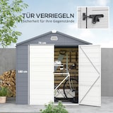 thumbnail of Kunststoff-Gerätehaus Grau 240x190x228 cm, belüftet, mit Fundamentrahmen