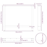 thumbnail of vidaXL Esstischbeine Naturstahl 2 Stk. 100x(72-73) cm Stahl