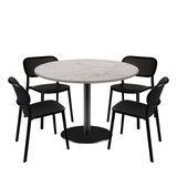 thumbnail of Restootab - Lot de 1 table Ø120cm et 4 chaises - pied noir plateau marbre yule