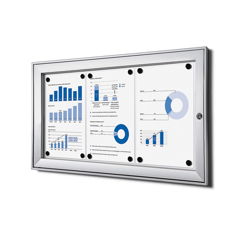 Exposiciónate Vergrendelbaar Notitiebord Indoor Zilver 3x A4 SCS3xA4