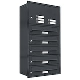 thumbnail of AL Briefkastensysteme 5 Fächer Premium Unterputz Briefkasten Anlage mit Klingeln RAL 7016 Anthrazit Grau, A4, wetterfest, Artikelnummer 132P5U1KSP7016