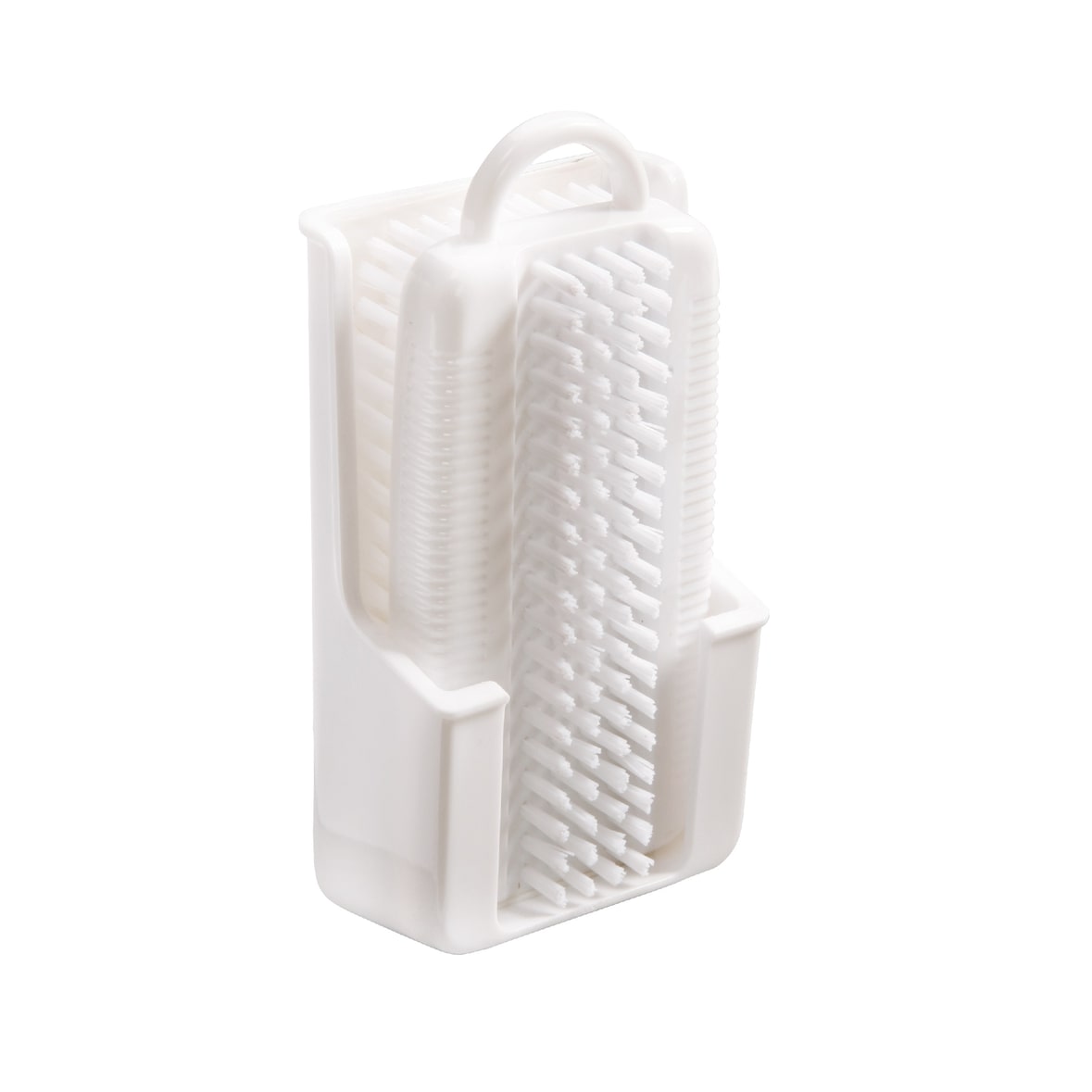 Haug Nagelbürste, beidseitig mit Köcher in weiß, Nylon 6.6, Handwaschbürste - Made in Germany