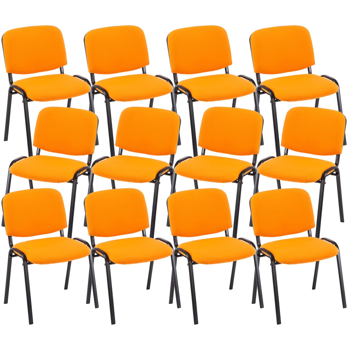 12x Stapelbare Eetkamerstoel Ken Stof oranje