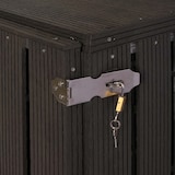 thumbnail of XL 1er-/2er-WPC-Mülltonnenverkleidung HWC-J28, Mülltonnenbox, Metall Holzoptik, erweiterbar ~ anthrazit