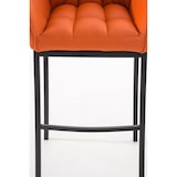 thumbnail of Banco de bar Damaso em couro sintético com estrutura de quatro pernas laranja/preto