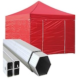 thumbnail of Gazebo 3x3 m rosso pieghevole alluminio piantone esagonale 45mm  con laterali