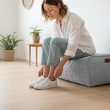 thumbnail of Green Bean® Indoor Sitzhocker Pouf 70x33x28cm EPS-Perlen Füllung -Home Linen Kuschelig Weich Waschbar - Grau