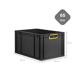 thumbnail of PROREGAL SuperSparSet 5x Eurobox NextGen Color mit Scharnierdeckel & Verschlüssen, HxBxT 32x40x60cm, 65L, Schwarz, Griffe gelb zu, Eurobehälter