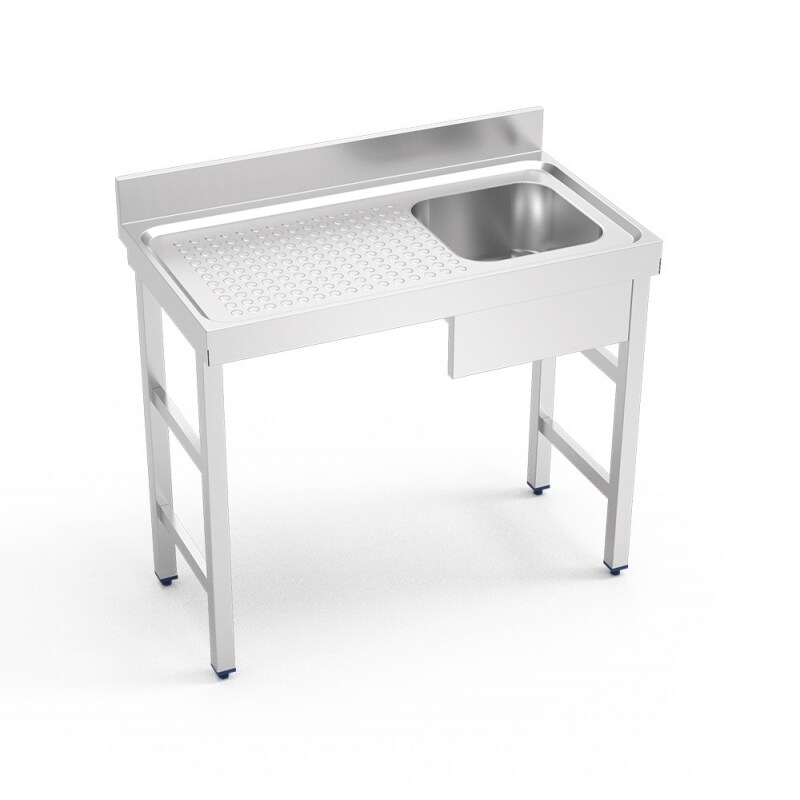 COMERCIAL ALFER - Fregadero con soporte, cubeta a la derecha y escurridor izquierdo. 100x60x85 cm