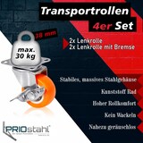 thumbnail of PRIOstahl 2 Lenkrollen + 2 Bremsrollen 38mm Orange Rollen Möbelrollen Spurlos & Leise Premium