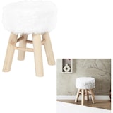 thumbnail of Pluche Krukje – ø 28 x 40 cm – Houten Kruk Wit Kunstbont – Wit